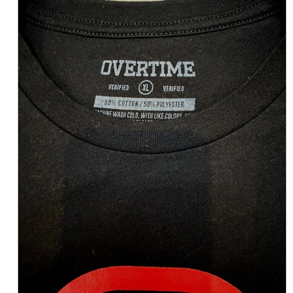 Overtime OT Classic Logo T-Shirt Black Red Size Kids XL (14) - Picture 5 of 5